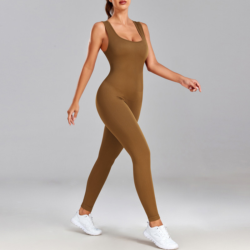 Zökkenőmentes Jumpsuit Fitness Női Ujjatlan Jóga Ruha Tank Top Body Skinny Gym Szett Kocogó Kerékpár Overall Sport Outfit Új