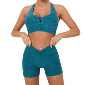 Sporta krūštura šortu komplekts Sieviešu Push Up Sporta Fitnesa Komplekts Sieviešu sporta apģērbs 2024 Sporta apģērbs Sieviešu sporta zāle Jogas Apģērbs Zili violets Oranžs