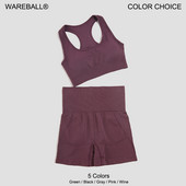 WAREBALL Sieviešu sporta apģērbs bezšuvju jogas komplekts Seksīgs sporta krūštura topi, kostīmi ar šortiem sporta zāle fitnesa apģērbs bez piedurknēm