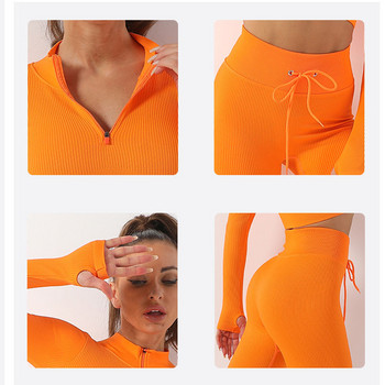 Oulylan Sleeve Yoga σετ γυμναστικής Γυναικεία φόρμα μακρύ κοστούμι για γυμναστική αθλητική στολή Γυναικεία αθλητικά ρούχα Νέα ρούχα προπόνησης