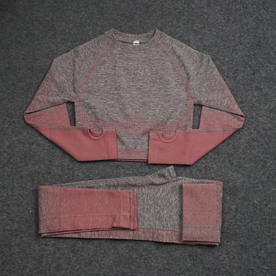 2gab. Bezšuvju Jogas Komplekts Sieviešu sporta apģērbs Treniņu apģērbs Sieviešu Sporta Apģērbi Uzvalki Fitnesa Apģērbi Push Up legingi