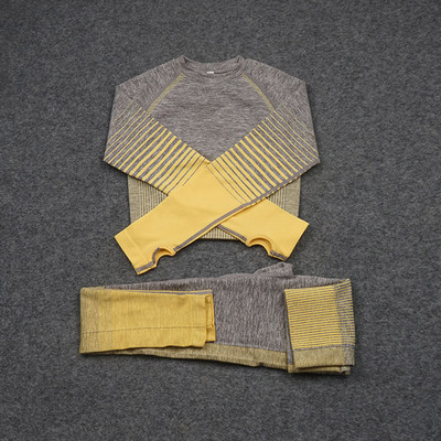 2gab. Bezšuvju Jogas Komplekts Sieviešu sporta apģērbs Treniņu apģērbs Sieviešu Sporta Apģērbi Uzvalki Fitnesa Apģērbi Push Up legingi