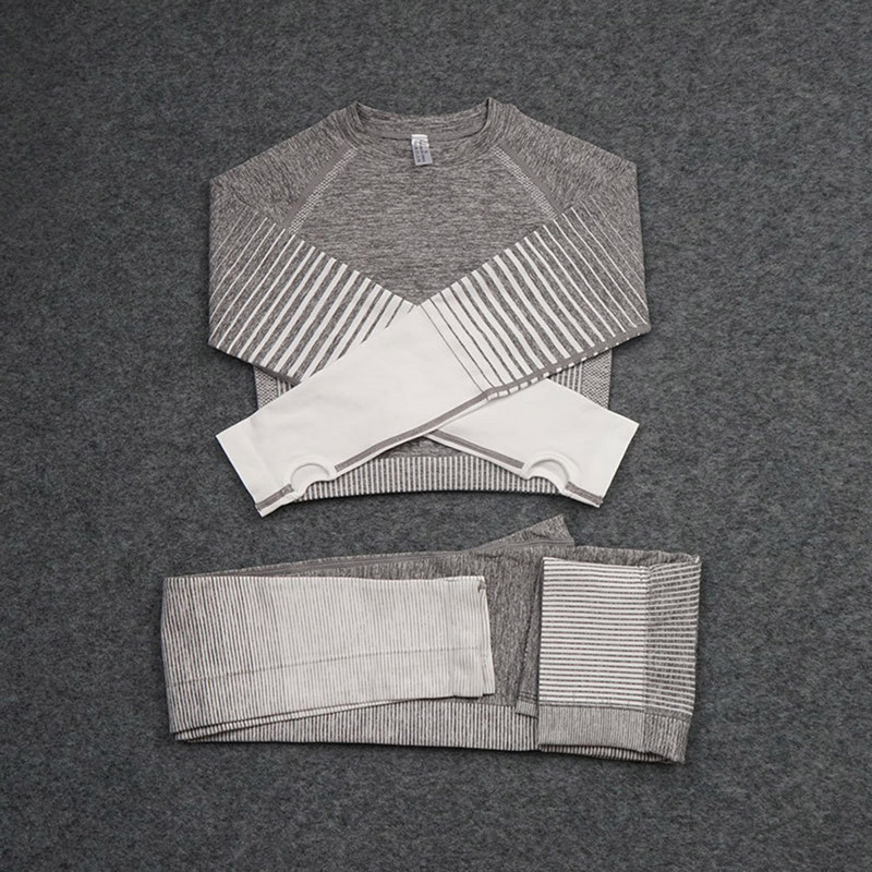 2gab. Bezšuvju Jogas Komplekts Sieviešu sporta apģērbs Treniņu apģērbs Sieviešu Sporta Apģērbi Uzvalki Fitnesa Apģērbi Push Up legingi