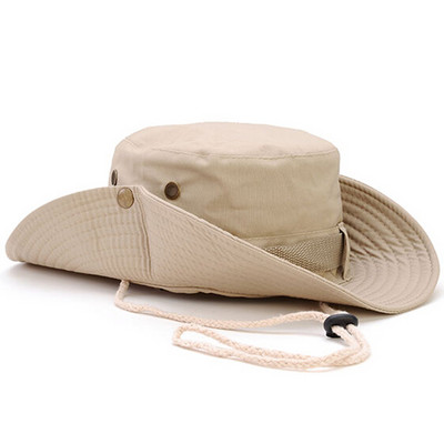 Taktikaline jahimüts Militaar Camo ämbriga päikesekübar Veekindel kalapüük Õues telkimine Kalurimütsid nööriga meestega