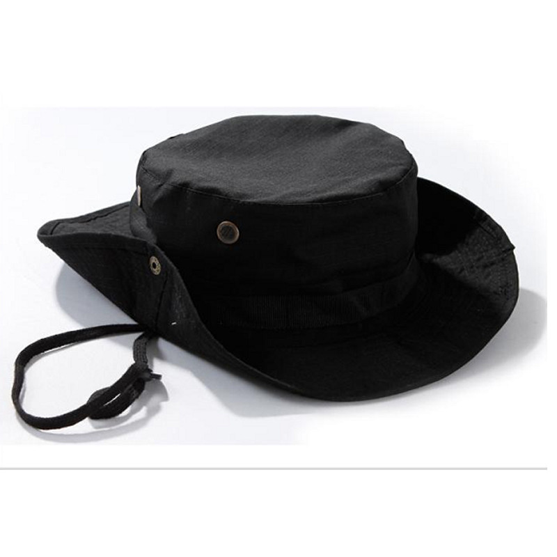 Taktikaline jahimüts Militaar Camo ämbriga päikesekübar Veekindel kalapüük Õues telkimine Kalurimütsid nööriga meestega