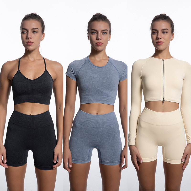 Σετ γιόγκα χωρίς ραφές αθλητικό κοστούμι Γυναικεία αθλητικά ρούχα Γυναικείες φόρμες γυμναστικής Ρούχα γυμναστικής Ρούχα γυμναστικής Κολάν ψηλόμεσο Αθλητικό τοπ
