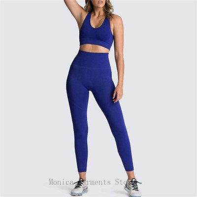 Monica 2 Pieces Sport Woman Σετ Γιόγκα Κοστούμι για γυμναστήριο Σουτιέν κολάν Παντελόνι Ψηλόμεσο γυμναστήριο Ρούχα γυμναστικής Αθλητικά ρούχα για γυναίκες
