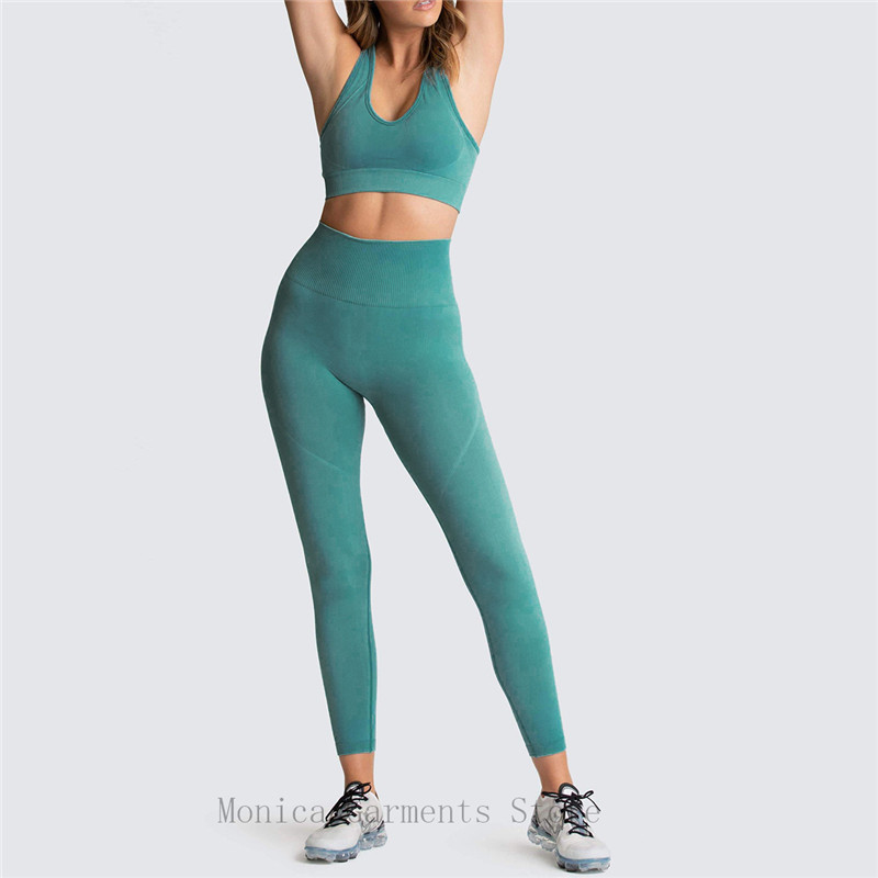 Monica 2 Pieces Sport Woman Σετ Γιόγκα Κοστούμι για γυμναστήριο Σουτιέν κολάν Παντελόνι Ψηλόμεσο γυμναστήριο Ρούχα γυμναστικής Αθλητικά ρούχα για γυναίκες