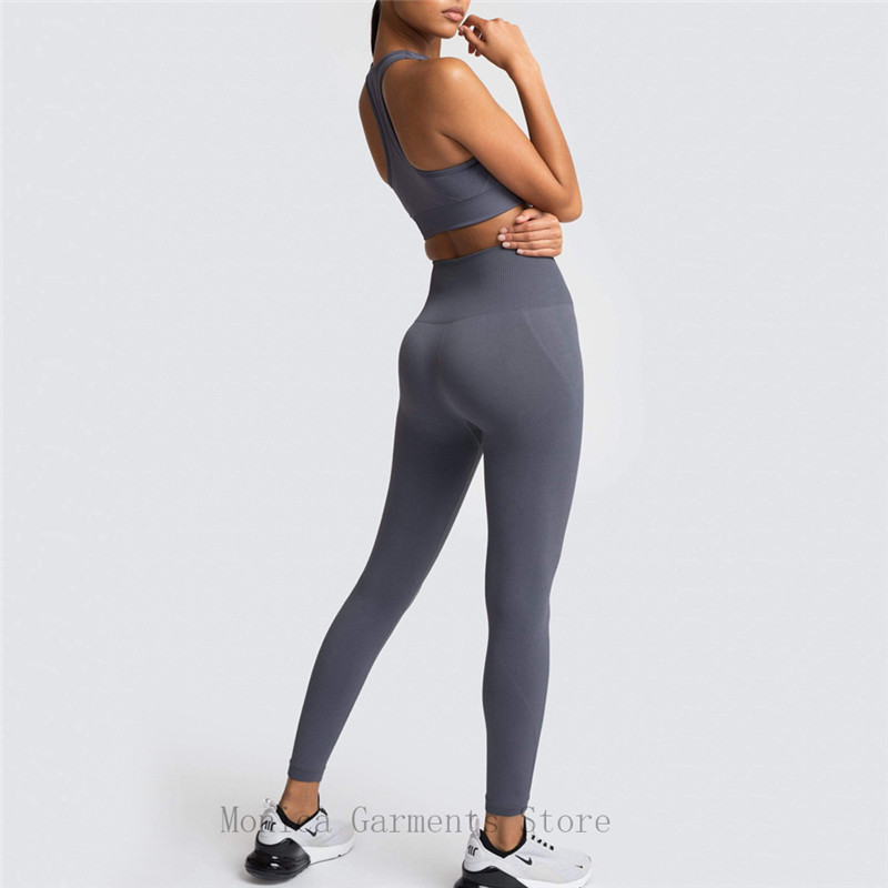 Monica 2 Pieces Sport Woman Σετ Γιόγκα Κοστούμι για γυμναστήριο Σουτιέν κολάν Παντελόνι Ψηλόμεσο γυμναστήριο Ρούχα γυμναστικής Αθλητικά ρούχα για γυναίκες