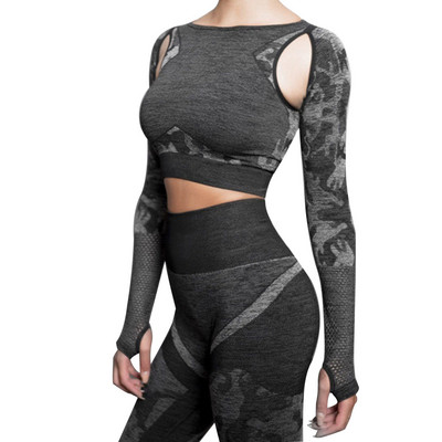 2-dijelni set za jogu ženska odjeća za vježbanje komplet za teretanu survetement femme trenirka ženska maskirna sportska odijela tajice za fitness