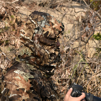 Super 3D Maple Leaves Bionic Camouflage Hunting Fishing Hat CS Combat Cosplay Дишаща мрежеста шапка за глава Jungle Photography Hat