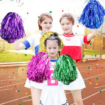 1 ΤΕΜ/1 Ζεύγος Πλαστική λαβή Μεταλλικό Streamer Pompoms Cheerleading Cheerleading Pom Pom Ball Cheering Dance Decorator Club Sport Supply