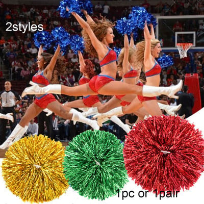 1PC/1Pair Plastic Handle Metallic Streamer Pompoms Cheerleading Cheering Pom Pom Ball Cheering Dance Decorator Club Sport Supply