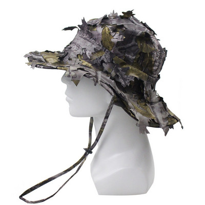 Τρισδιάστατο καπέλο κυνηγιού φύλλων Jungle Adventure Sun Shade Αναπνεύσιμο Ελαφρύ καπέλο ψαρέματος γρήγορου στεγνώματος σχεδιασμένο για πεζοπορία σε κάμπινγκ
