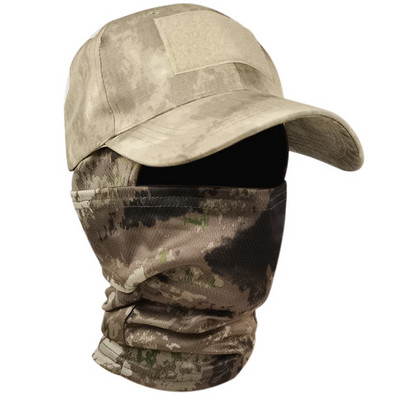2 vnt./rinkinys Taktinės kamufliažo spausdintos beisbolo kepuraitės ir veido kaukė Karinio gobtuvo rinkinys vyrams Kepurės nuo saulės Lauke Medžioklė dviračiu