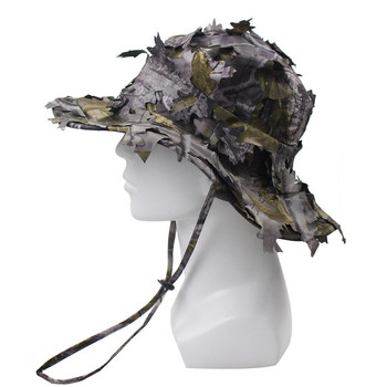 3D листа Тактическа шапка Бързосъхнеща Водоустойчива сянка Светлина през камуфлаж Лов Риболов Стрелба Външна джунгла Въздушна пушка