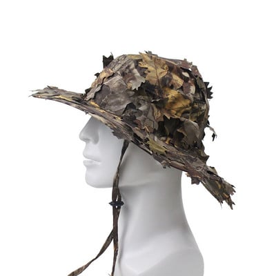 Pălărie tactică cu frunze 3D, uscare rapidă, impermeabilă, umbră, lumină prin camuflaj, vânătoare, pescuit, împușcare în aer liber, jungla cu aer comprimat