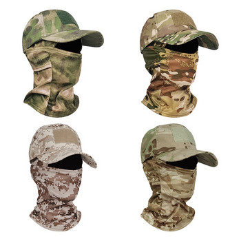 Армейски мъжки балаклава, лов, туризъм, слънчеви шапки, покривало за цялото лице, козирки, шапки, мъжки камуфлажни шапки, шапка на открито, врата и устата, шапка със закопчалка