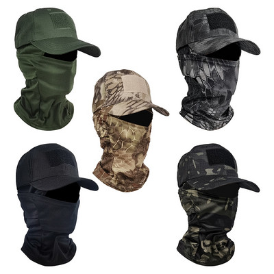 Army Men Balaclava Hunting Hiking Sun Hats Full Face Cover Visors Caps Male Camouflage Headgear Outdoor Neck Mouth Snapback Cap