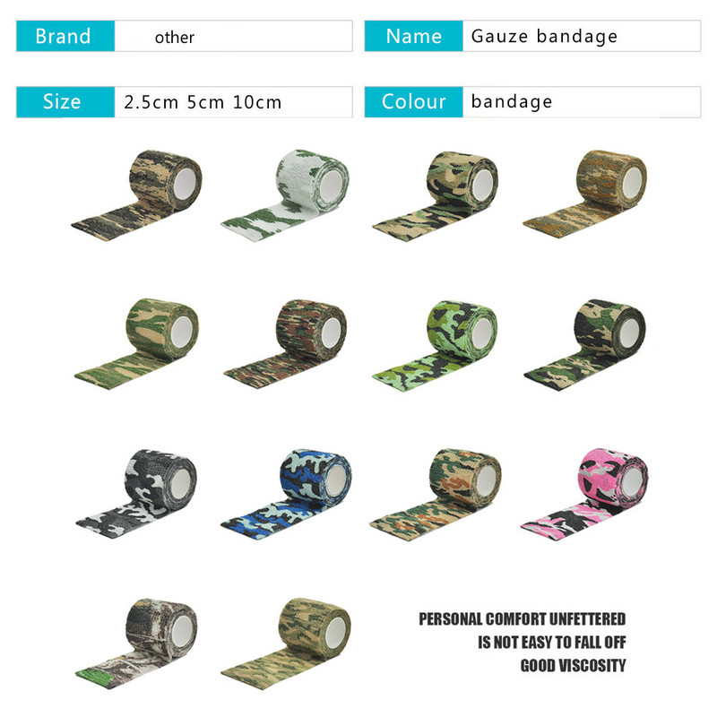 4.8M Jacht Vermomming Elastoplast Camouflage Elastische Wikkelband Zelfklevende Sportbeschermer Enkel Knie Vingerarm Verband