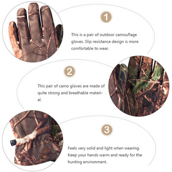 Glove Hunting Camo Ανδρικό Καμουφλάζ Νέων για Μαλλί Ελαφρύ Σκοποβολή Αγόρια Τοξοβολία Εξωτερικού Εξοπλισμού Full Finger