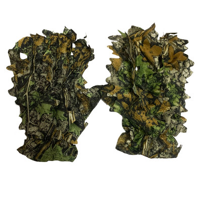 3D Camo Hunting Gloves Sneaky Comfortable Non-slip Durable 3D Leaf Gloves For Outdoor Hunting Shooting Photography Bionic Gloves
