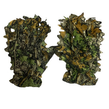 Hunting Ghillie Gloves Camouflage Suit Gloves 3D Bionic Leafy Camouflage Headwear for Jungle Wildlife Photography Turkey Camo
