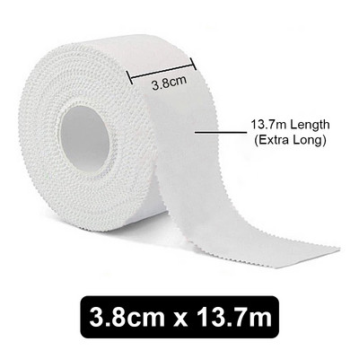Αθλητικός επίδεσμος 1 Roll Λευκός Προστατευτική ταινία στερέωσης από βαμβάκι Οδοντωτό άκρο βαμβακερό λευκό μπάλωμα ταινία αθλητικός εξοπλισμός
