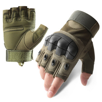 Military Hard Knuckle Tactical Half Finger Gloves for Men Army Military Combat Paintball - Fingerless Gloves