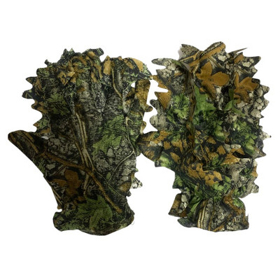 Outdoor Camo Gloves Comfortable Non-Slip Durable 3D Leaf Gloves Hunting Golves For Hunting Bird Watching