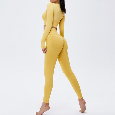 Jogas komplekts sievietēm, 2 dab., mīksts un elpojošs, mīksts un elpojošs, trenažieru tērps ar augstu vidukli.