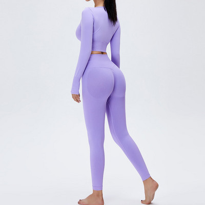 Jogas komplekts sievietēm, 2 dab., mīksts un elpojošs, mīksts un elpojošs, trenažieru tērps ar augstu vidukli.