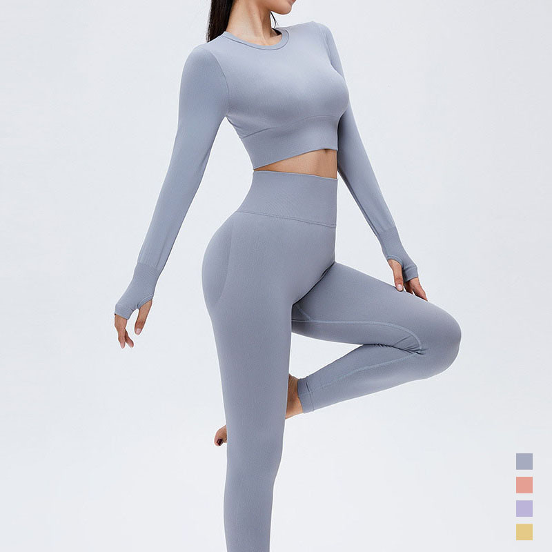 Jogas komplekts sievietēm, 2 dab., mīksts un elpojošs, mīksts un elpojošs, trenažieru tērps ar augstu vidukli.