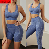2PCS/Set Bešavno fitness žensko odijelo za jogu Visoko rastezljivo Sportski set za vježbanje Podstavljeni sportski grudnjak visokog struka Sportske tajice Kratke hlače za teretanu