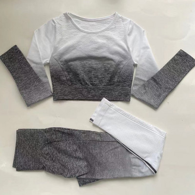 Õmblusteta joogakomplektid Sport Fitnes kõrge vöökohaga puusa tõstvad püksid pikkade varrukatega ülikonnad Treeningriided Jõusaalipükste komplekt naistele