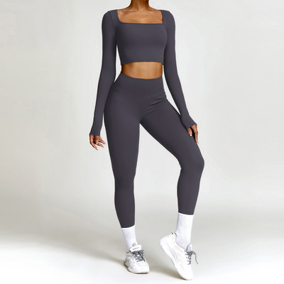 Jooga jõusaalikomplekt Naiste riided Spordirõivad Spordirõivad Pikkade varrukatega Treeningsääred Spordirõivad Ülikond Fitness Spordidress Kvaliteetne