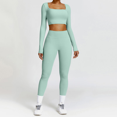 Jooga jõusaalikomplekt Naiste riided Spordirõivad Spordirõivad Pikkade varrukatega Treeningsääred Spordirõivad Ülikond Fitness Spordidress Kvaliteetne