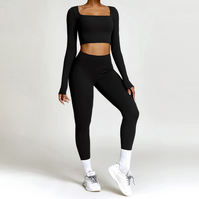 Jooga jõusaalikomplekt Naiste riided Spordirõivad Spordirõivad Pikkade varrukatega Treeningsääred Spordirõivad Ülikond Fitness Spordidress Kvaliteetne