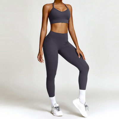 Jooga jõusaalikomplekt Naiste riided Spordirõivad Spordirõivad Pikkade varrukatega Treeningsääred Spordirõivad Ülikond Fitness Spordidress Kvaliteetne