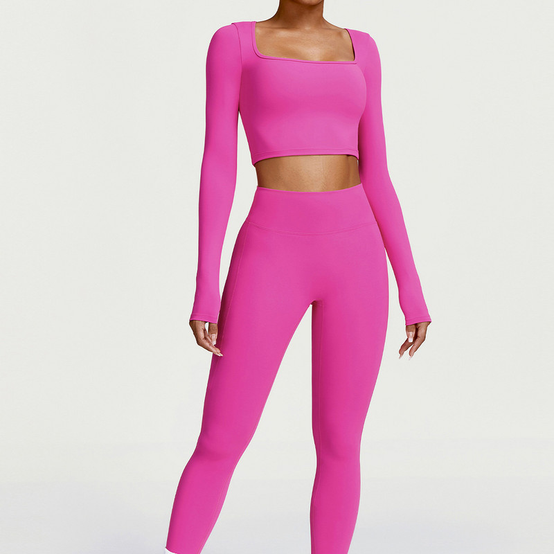 Jooga jõusaalikomplekt Naiste riided Spordirõivad Spordirõivad Pikkade varrukatega Treeningsääred Spordirõivad Ülikond Fitness Spordidress Kvaliteetne