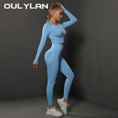 Õmblusteta joogakomplekt kõrge vöökohaga, 2 tk, naiste jõusaalikomplektid, jõusaali spordirõivad Push Up Sport treeningkomplektid pikkade varrukatega jõusaaliülikond