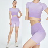 Αθλητικό κοστούμι 2 τεμαχίων χωρίς ραφές Σετ γιόγκα Γυναικείο Γυναικείο γυμναστήριο σύντομο γυμναστήριο Αθλητικό σορτς Γυναικείο σουτιέν Push Up