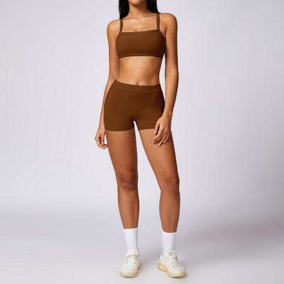 Naiste joogakomplekt Suure intensiivsusega kiiresti kuivavad spordirinnahoidjad ja rattapüksid säärised, kaheosalised fitness-ülikonnad, jõusaali treeningriided