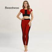 Κοντό μανίκι ριγέ συνονθύλευμα αθλητική φόρμα Γυναικεία αθλητικά ρούχα γυμναστική Γυναικεία ρούχα χωρίς ραφή Σετ αθλητικό κοστούμι ελαστικό σετ γιόγκα