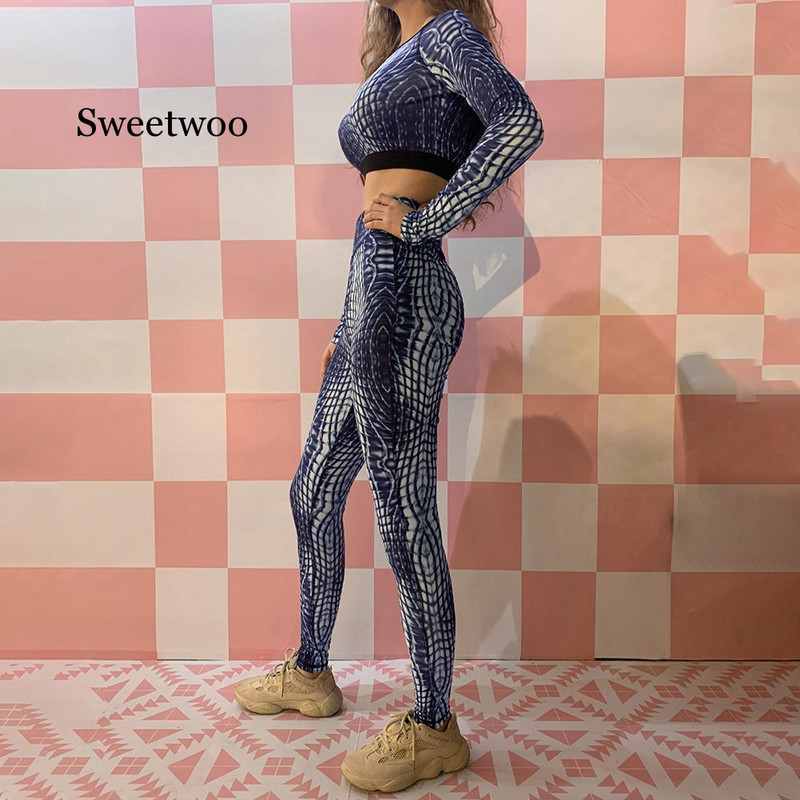 2 τεμάχια σέξι στάμπα με φίδι σετ γιόγκα Γυναικεία ενδύματα γυμναστικής Αθλητικά κολάν Ropa Deportivas Mujer για τρέξιμο γυναικεία φόρμα