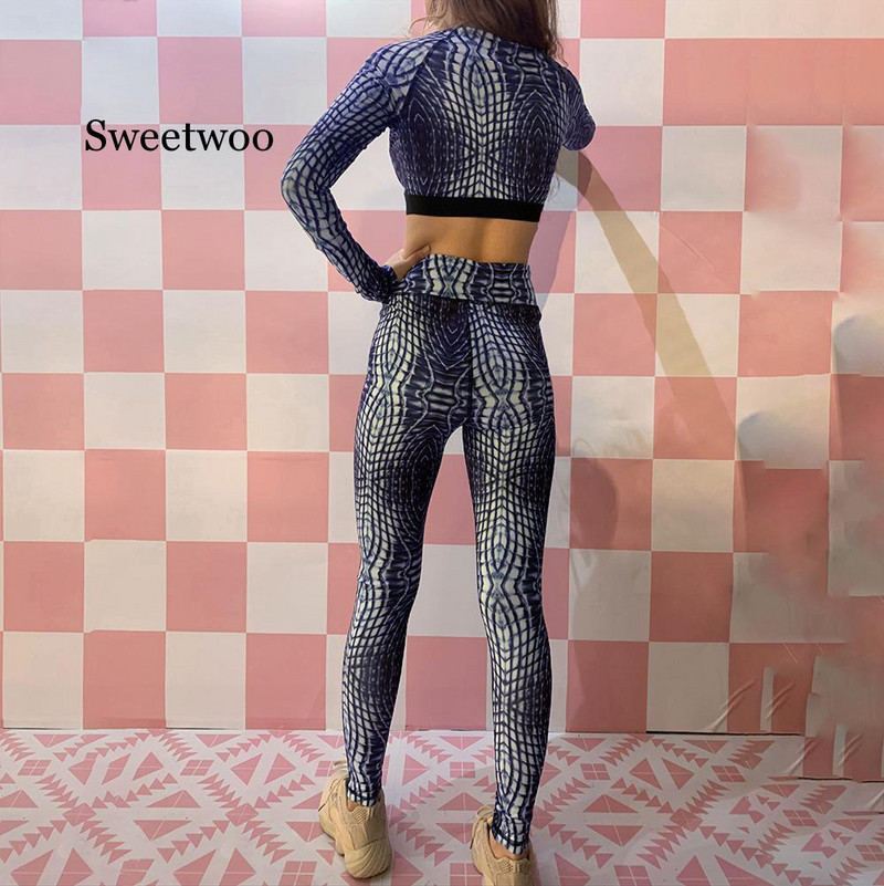2 τεμάχια σέξι στάμπα με φίδι σετ γιόγκα Γυναικεία ενδύματα γυμναστικής Αθλητικά κολάν Ropa Deportivas Mujer για τρέξιμο γυναικεία φόρμα