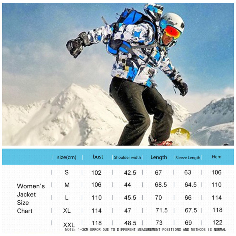 Jachetă de schi pentru femei -30 de grade, impermeabilă, rezistentă la vânt, pentru snowboard, vânătoare în aer liber, camping, alpinism, menține căldura haină feminină