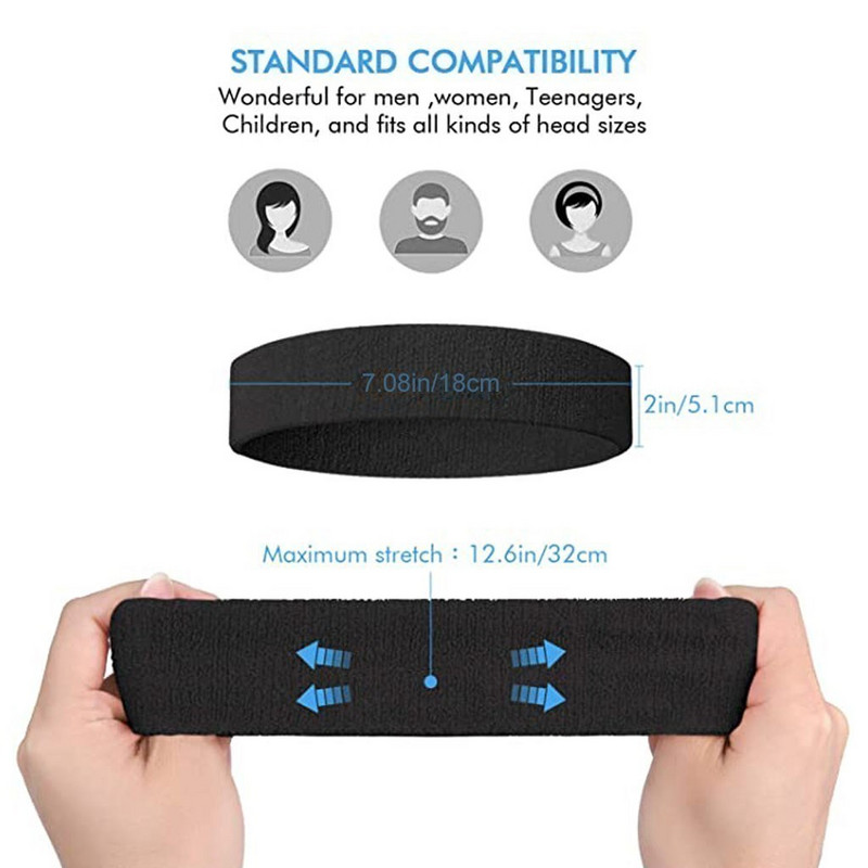 WorthWhile kokvilnas sporta galvas saite elastīgas sviedru lentes basketbols sports sievietēm vīriešiem sporta zāle fitnesa sviedri matu lente volejbols teniss