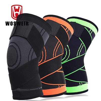 WOSWEIR 1PC Genunchieră Sport Bărbați Genunchiere elastice presurizate Suport echipament de fitness Baschet Volei Brete Protector