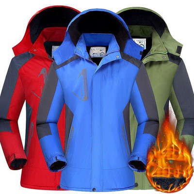 2022 Autumn Winter Men Waterproof Skiing Mountaineering Clothes Jacket Plus Cotton Outdoor Windbreaker Hoodies Coat